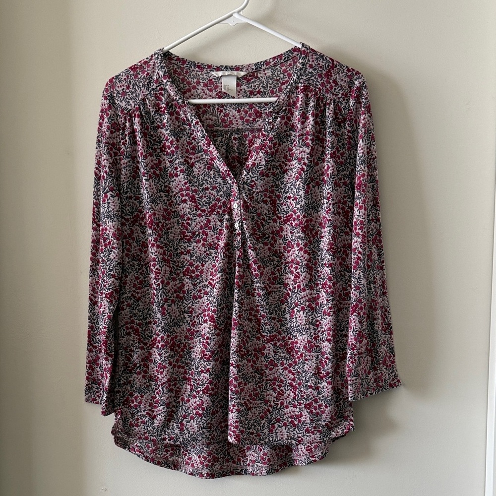 H&M Lightweight Floral Henley Top